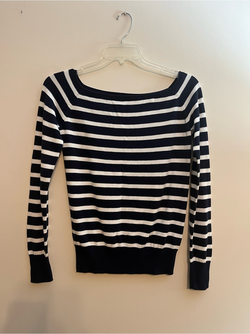 John Galt Blue & White Striped Boatneck Sweater Women’s One Size PAC Sun NWT